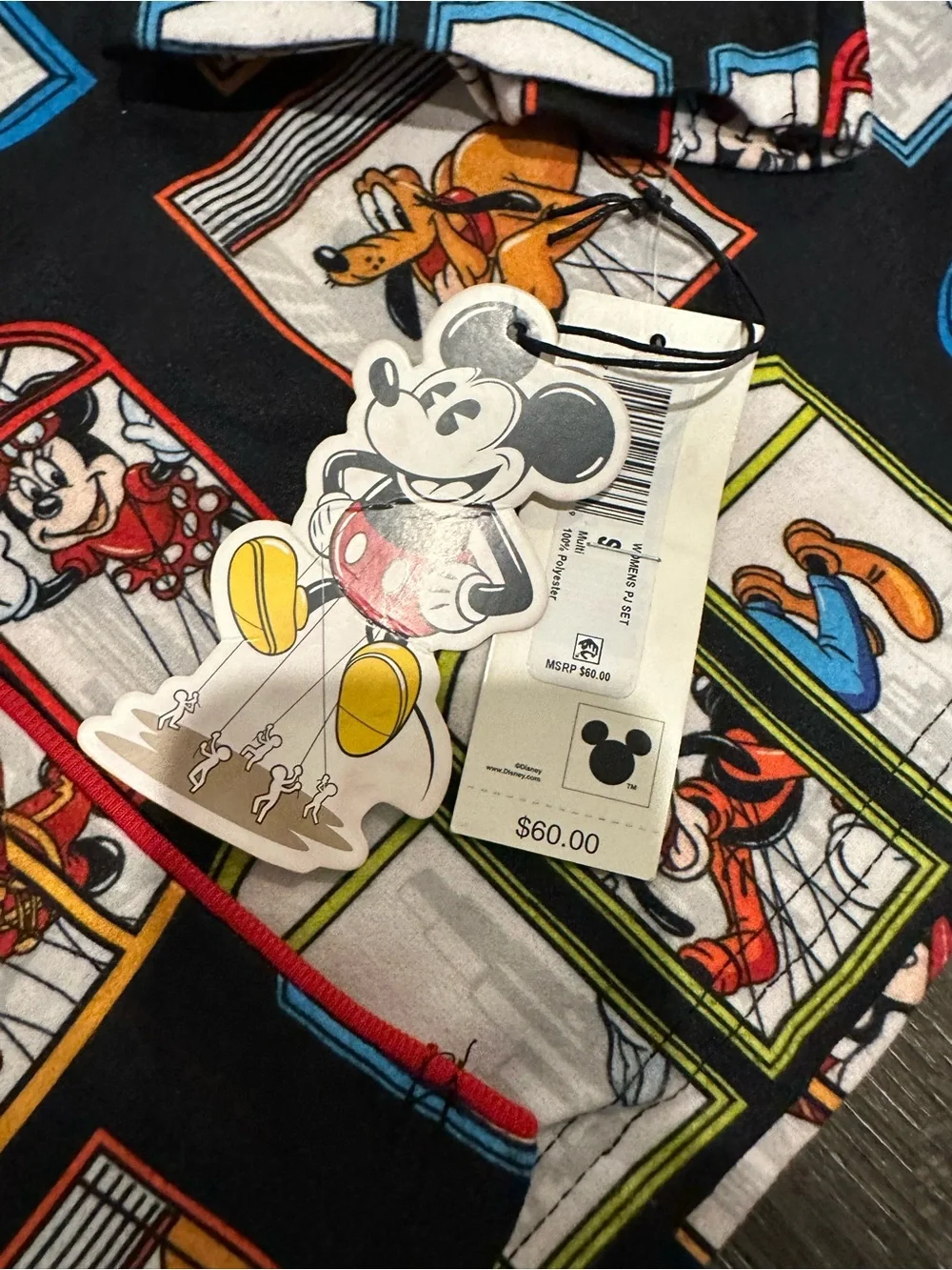 Disney Black Multicolor Cartoon Window Print Kids Pajama Set